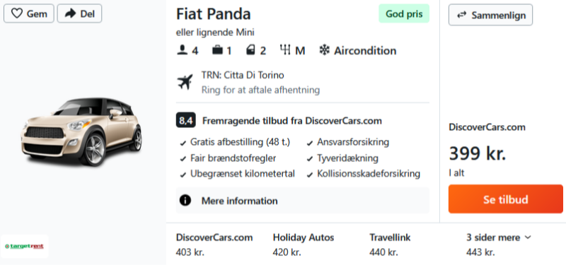Lej bil i Torino til lavpris