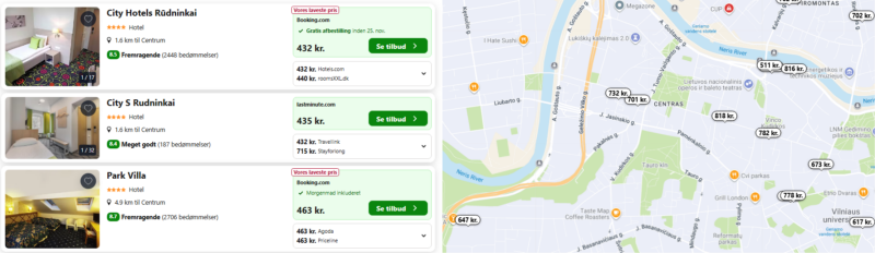 Bo på fantastisk bedømte 4* hoteller i Vilnius fra 216 DKK p.p.