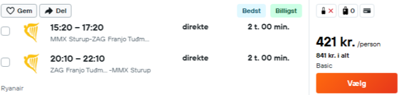 Flyv til Zagreb fra Malmø fra 412 DKK