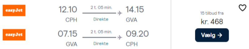 Flyv til Geneve fra 468 DKK