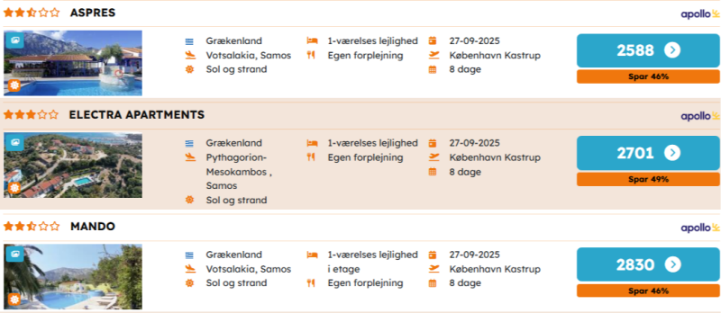 Book jeres sene sommerferie på Samos fra kun 2588 DKK