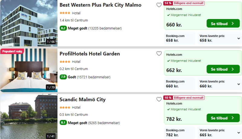 Bo fra bare 330 DKK p.p. på 4* hotel centralt i Malmø