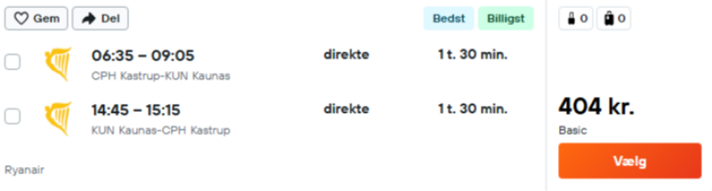 Find billige flybilletter til Kaunas