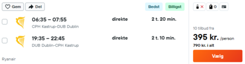 Flyv til Dublin for 395 DKK