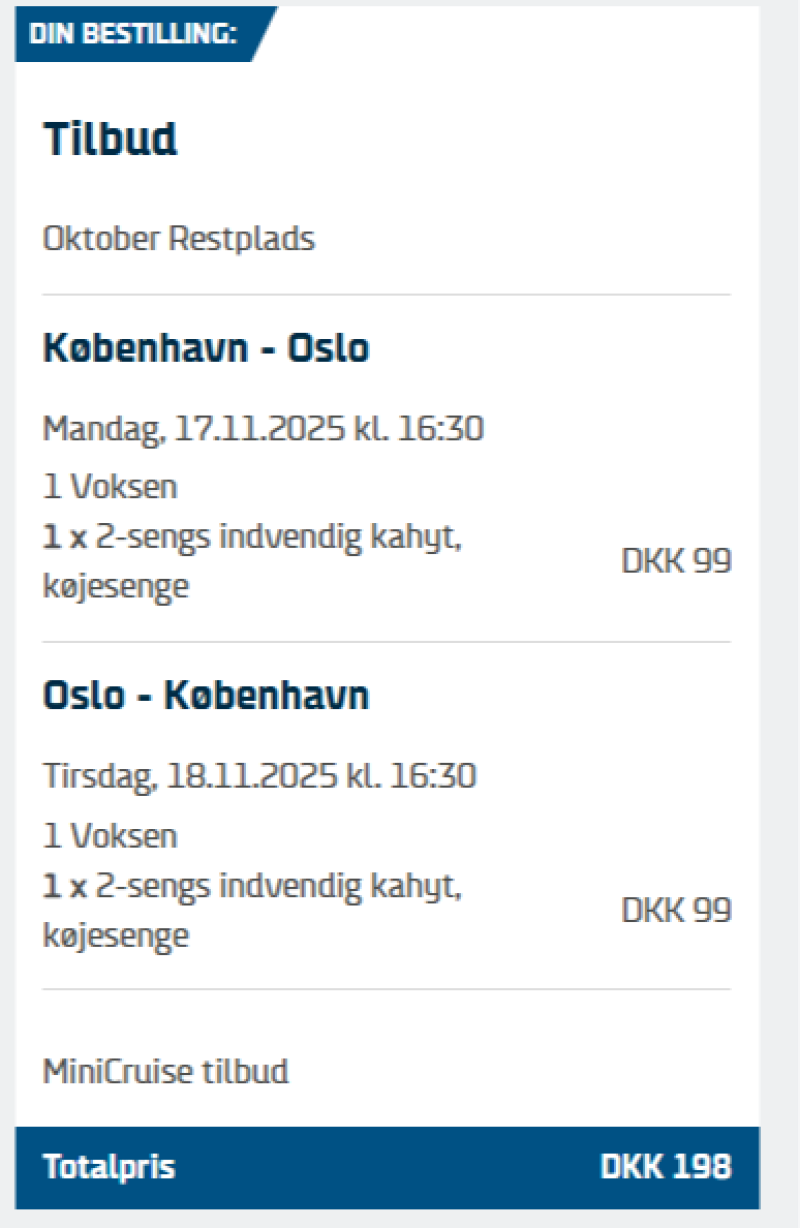 Book billigt mini cruise til Oslo