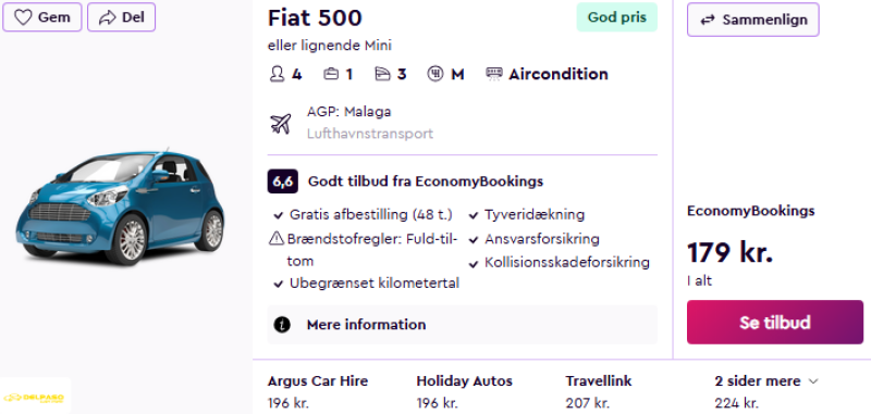Lej bil i 5 dage for bare 90 DKK per person