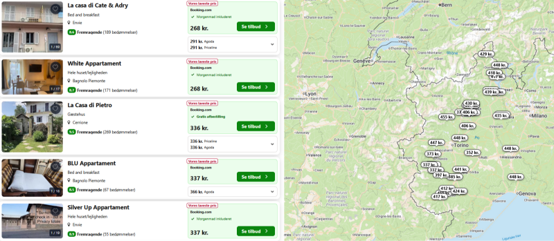 Find gode overnatningsmuligheder i Piedmonte
