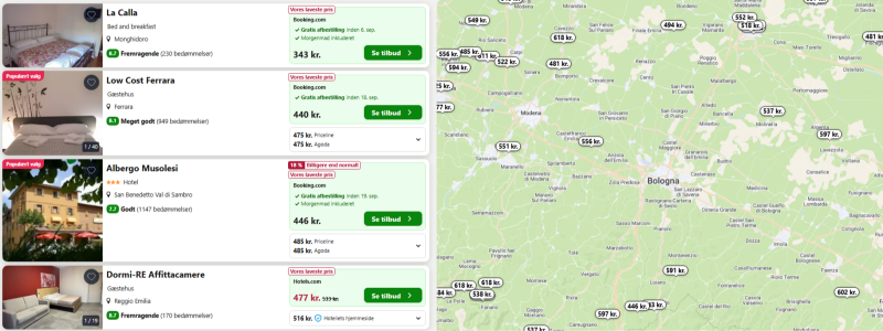 Find overnatning i Emilia Romagna