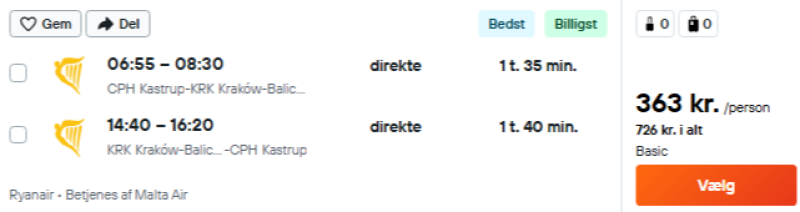 Billige flybilletter til Krakow