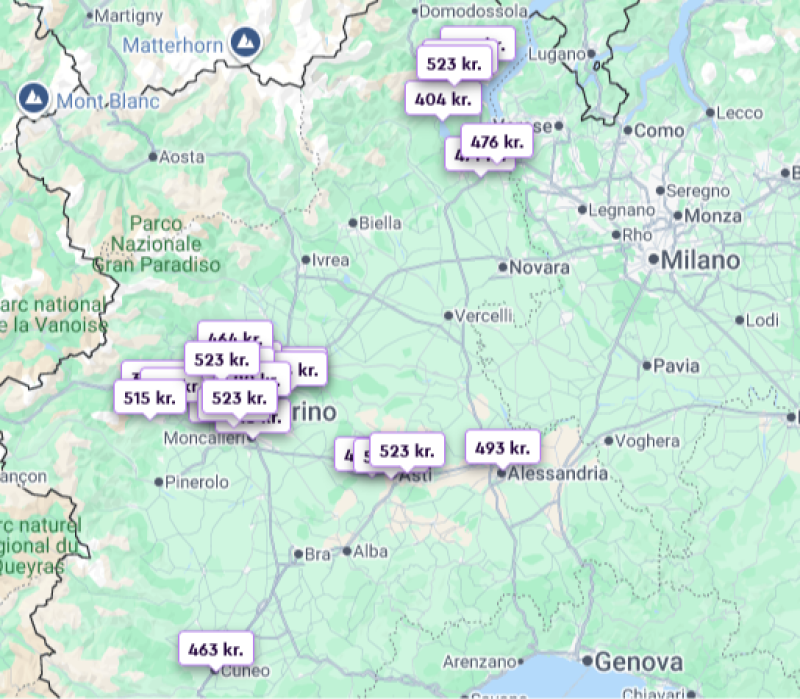 Find gode overnatningsmuligheder i Piedmonte