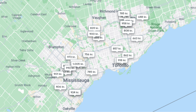 Bo fra 203 DKK per nat i Toronto