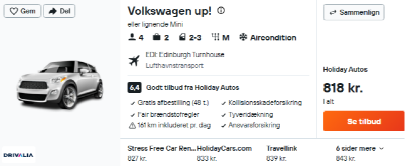 Lej bil i 8 dage for 409 DKK p.p.