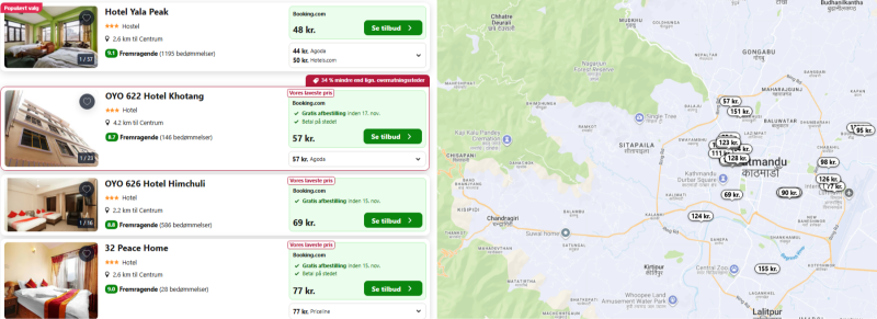 Find billig og god overnatning i Kathmandu og resten af Nepal