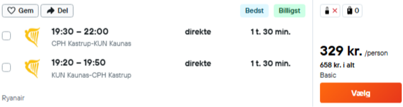 Flyv til Litauen for 311 DKK