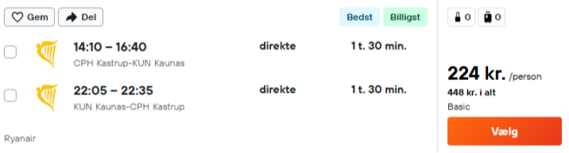 Flyv til Litauen for 224 DKK