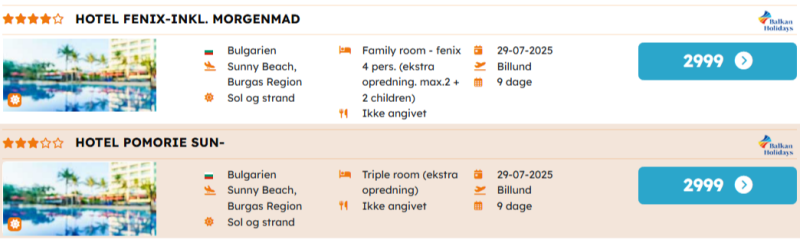 Book din ferie til Sunny Beach hos Corendon