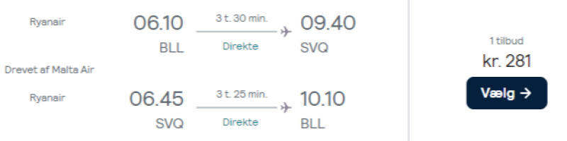 Flyv til Sevilla for 281 DKK
