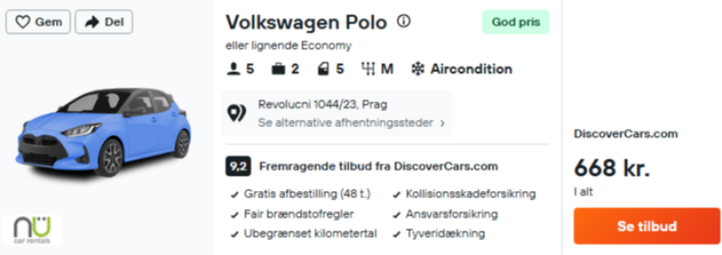 Book billig billeje i Prag