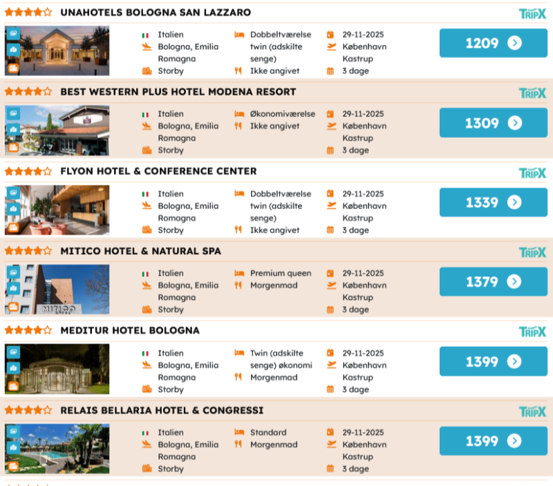 Book din billige miniferie til Bologna