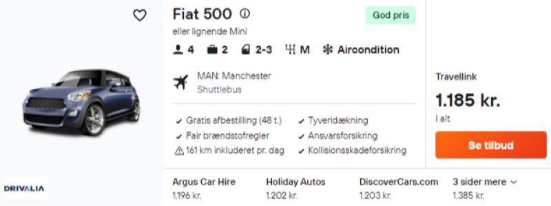 Lej bil i 6 dage for 593 DKK p.p.