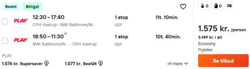 Book din flybillet  til Washington