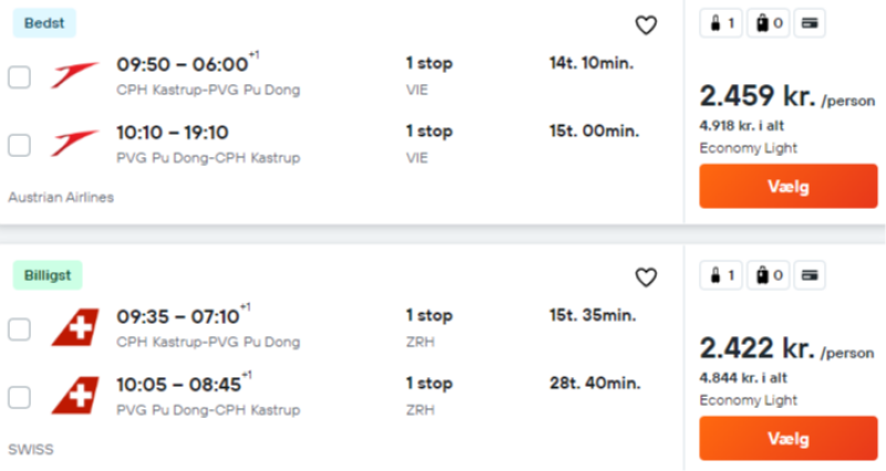 Book din flybillet til Shanghai fra 2422DKK