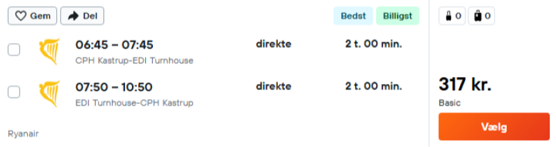 Flyv til Edinburgh med Ryanair for 395 DKK
