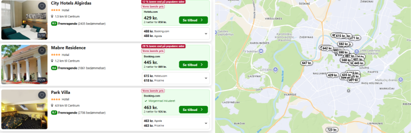 Find billige hoteller i Vilnius