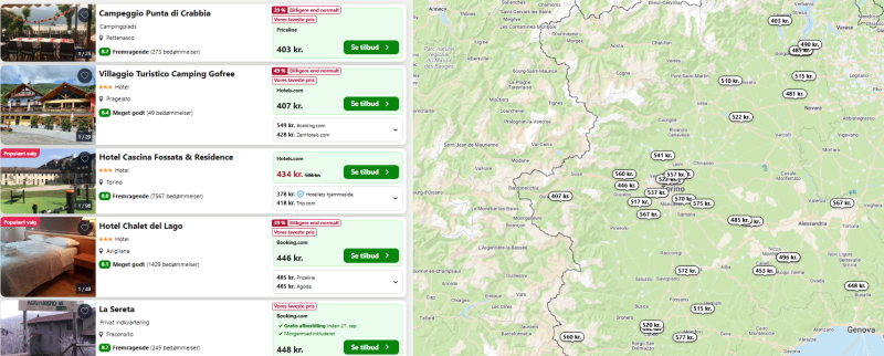 Find gode overnatningsmuligheder i Piedmonte