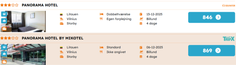 Book din miniferie til Vilnius