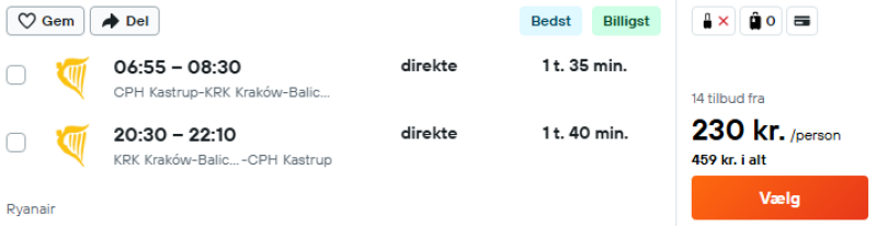 Billige flybilletter til Krakow